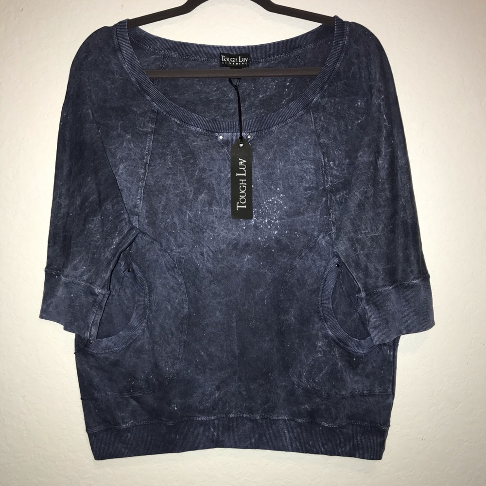 Blue tie dye dolman top
